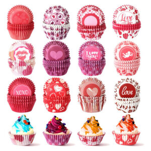 ¡Celebra el Amor! Forros para Cupcakes San Valentín - 1200 Piezas, 12 Diseños Románticos, Papel Resistente, Perfectos para Hornear y Decorar Mini Post