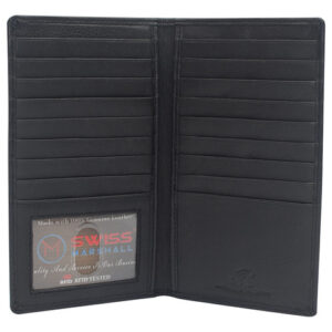 Portafolios de Piel Auténtica RFID BLOCK®: Negro Mediano, Protección Superior contra Robo Electrónico. Diseño Elegante y Compacto para Tarjetas y Dine