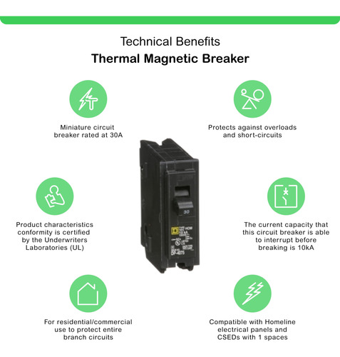 Disyuntor de Circuito Unipolar Schneider Electric Homeline HOM130CP ...