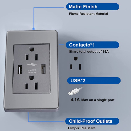 Enchufe USB de Pared Dúplex [Marca Genérica] – Modelo Carga Inteligente ...