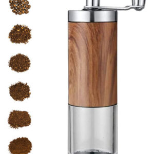 Lifestyl Products Molino de Café Manual de Acero Inoxidable - Ajuste Preciso de 6 Velocidades - Diseño Elegante para Café Fresco en Casa y Viajes - In