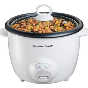 Arrocera Eléctrica Cookware Hamilton Beach 37532n Blanca: Cocina Arroz Perfecto, Vaporiza Alimentos, 10 Tazas, Fácil Limpieza, Ideal para el Hogar