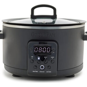 Bistro Noir Olla de Cocción Lenta Eléctrica 4 Cuartos Multifunción 6 en 1 - Negro Mate con Revestimiento Antiadherente Termolon, Temporizador y Tapa d