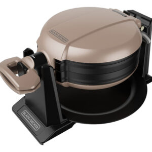 ¡Desayunos Perfectos en Minutos! Waflera Giratoria Black+Decker WMD201: Prepara 2 Waffles Deliciosos, Antiadherente, 1200W, Color Café, Ideal para Hog