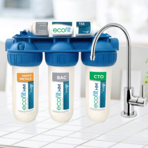 Filtro de Agua para Casa ECOFILT HM: Purificación Avanzada con 4 Etapas, Certificado, Ecológico y Económico - Elimina Bacterias, Cloro y Metales Pesad