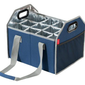 Portabotellas Plegable AZUL, para 12 Botellas de VINO, Cerveza y Más | MEGACENTRAL MÉXICO | Caja Reutilizable, Resistente y Portátil para Transporte S