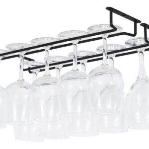 Organiza y Exhibe tus Copas con Estilo: Juego de 2 Soportes para Copas de Vino Brix para Debajo de Gabinete en Negro, Ahorra Espacio y Decora tu Cocin