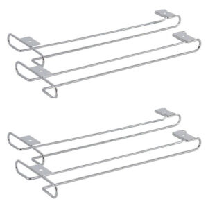 Stage DisplayGifts - Elegante Soporte para Copas de Vino Chapado en Cromo (Paquete de 4) - Diseño Metálico Moderno para Cocina, Bar o Hogar - Fácil In