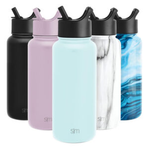 Botella de Agua Aislada al Vacío Summit 600ml Azul Claro - Acero Inoxidable, Tapa con Popote, Libre de BPA, Hermética, Ideal para Gimnasio y Deportes,