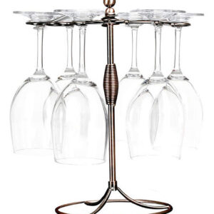 Soporte para Copas de Vino de Bronce Antiguo MEGACENTRAL - Estante Decorativo con 6 Ganchos, Diseño Elegante y Resistente para Hogar y Bar - Modelo Cl