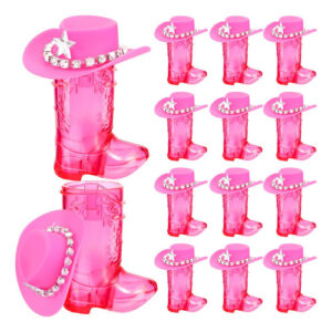 ¡Dale un toque festivo y brillante! Mini Sombreros de Vaquero Rosa con Purpurina Holográfica, Paquete de 24, Perfectos para Decoración de Fiestas, Man