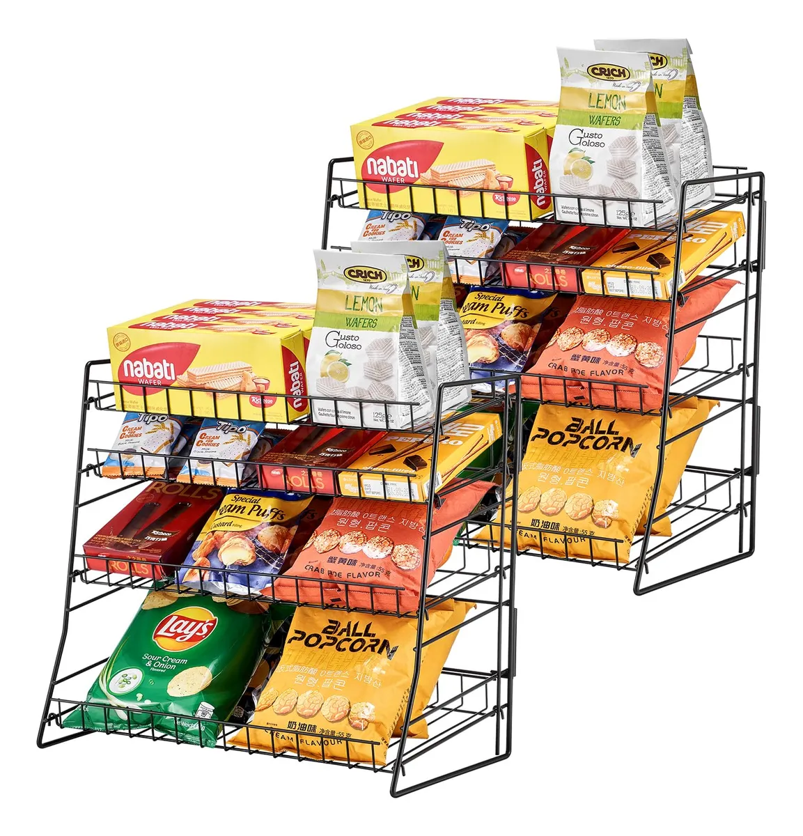 Estante Exhibición De Caramelos Metal Negro Paquete 2 Color