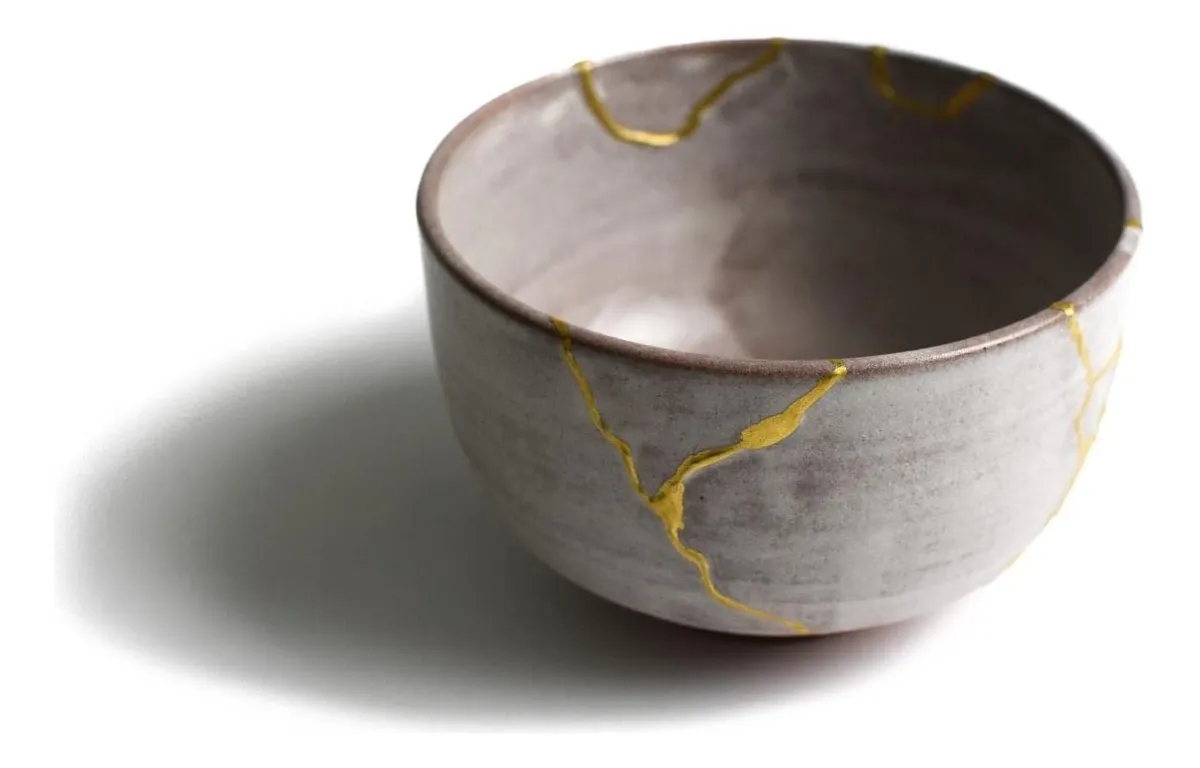 Tazón Kintsugi Auténtico De 24 K Hecho A Mano En Japón Color