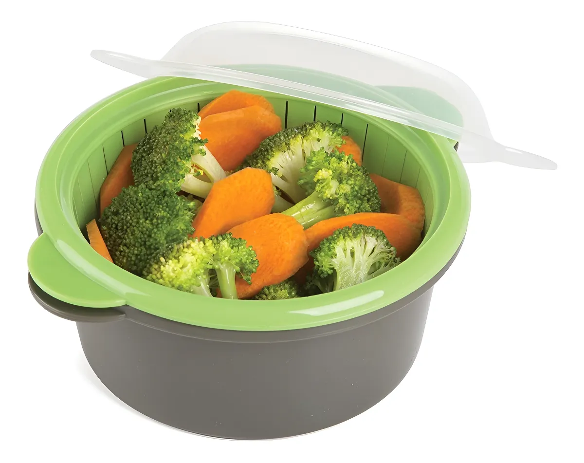 Vaporera Microondas Progressive International Ps-47gy 474ml Antiadherente Gris/verde