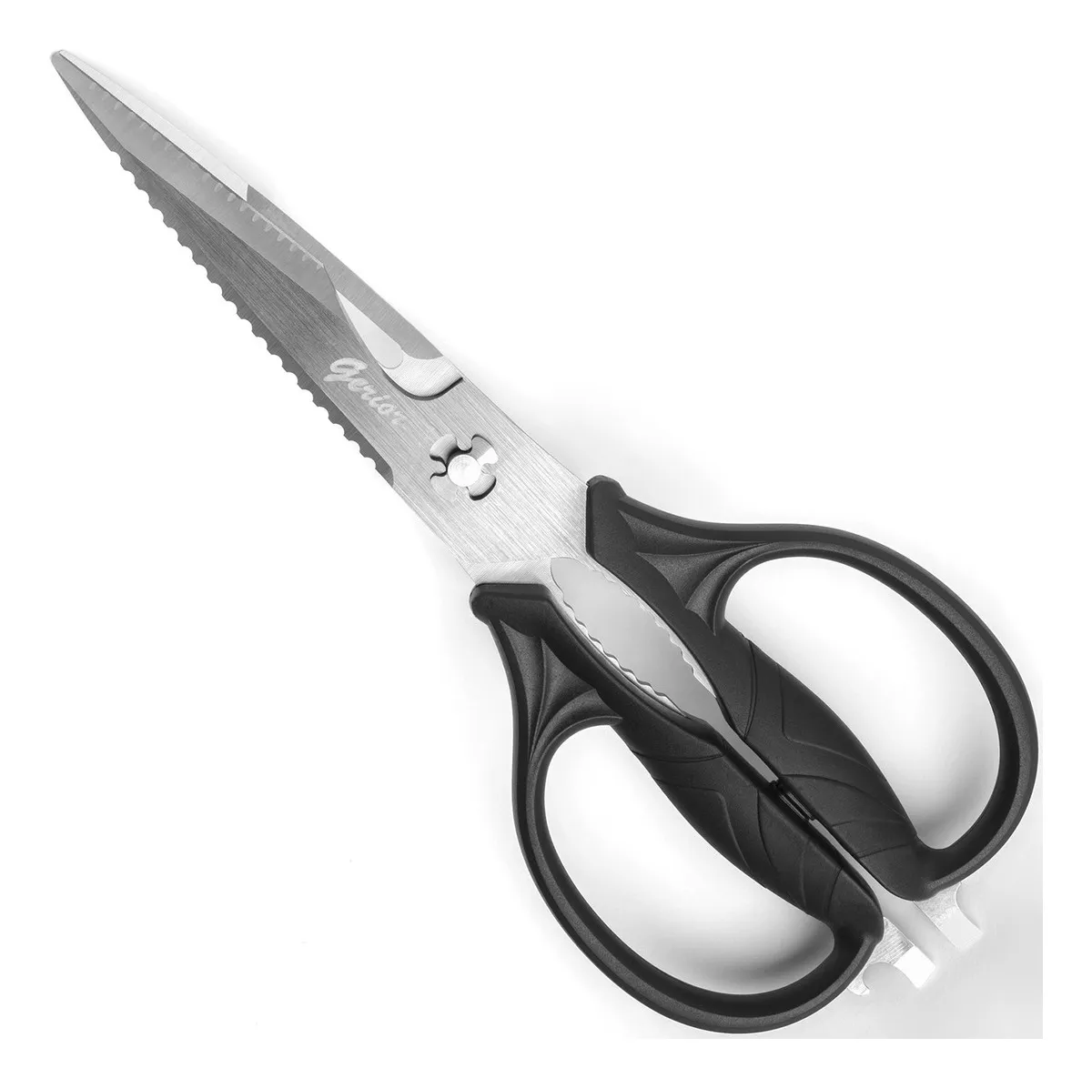 Tijeras de Cocina Profesionales Gerior de Acero Inoxidable con Mango de Plástico Negro - Uso Diario Resistente y Versátil | Corte Recto Preciso