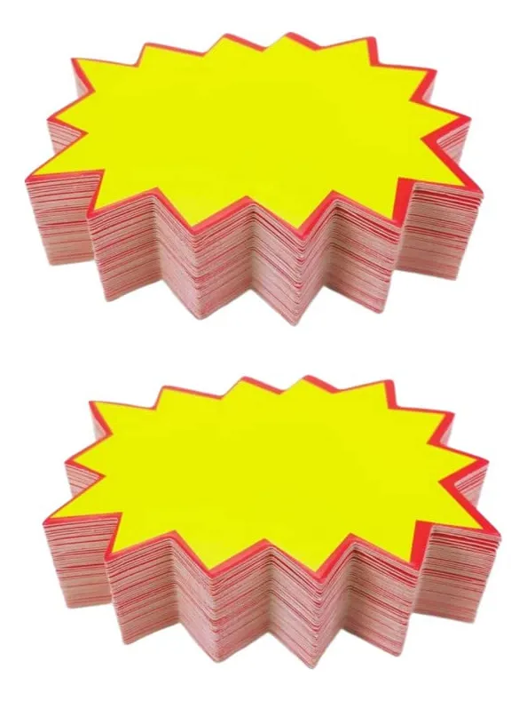 200 Letreros de Venta en Blanco para Tiendas Minoristas | Carteles de Papel Llamativos Amarillos y Rojos 9x12cm | Promoción de Ventas y Exhibición