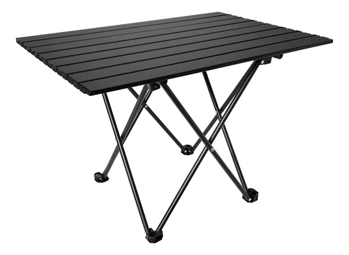 Mesa de Camping Plegable Auxiliar Pequeña NCONCO de Aluminio y Acero - Ideal para Aire Libre, Picnic, Senderismo - Compacta y Ligera - Negra
