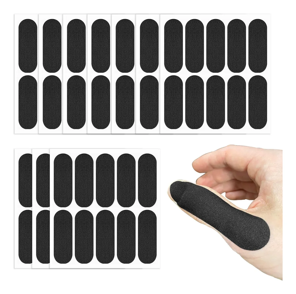 100 Cintas de Bolos Premium para Pulgar Negro - Agarre Mejorado, Protección Dedo y Uña, Tela Elástica Transpirable - Kit Profesional para Boleros