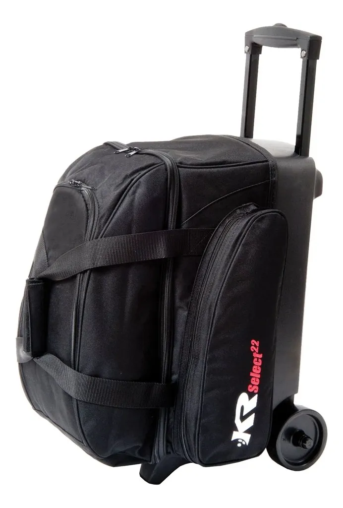 Bolsa de Bolos Doble KR Strikeforce 2 Bolas, Nailon 600D, Compartimento para Zapatos Hasta Talla 13, Ruedas 4 Pulgadas, Almacenamiento y Transporte Profesional