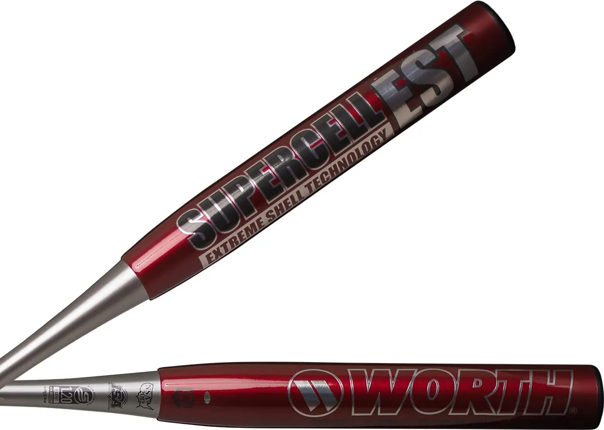 Bate de Sóftbol Lanzamiento Lento Worth 2023 Supercell Red EST Alloy All Association 34 Pulgadas 27 oz Multi Color