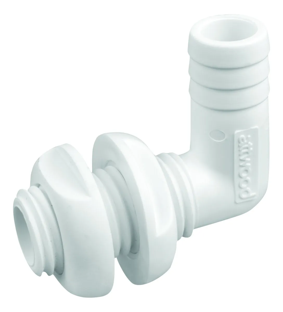 Conector de Casco Polipropileno 90 Grados para Tuberías - Unión Resistente y Duradera - Acabado Blanco Profesional