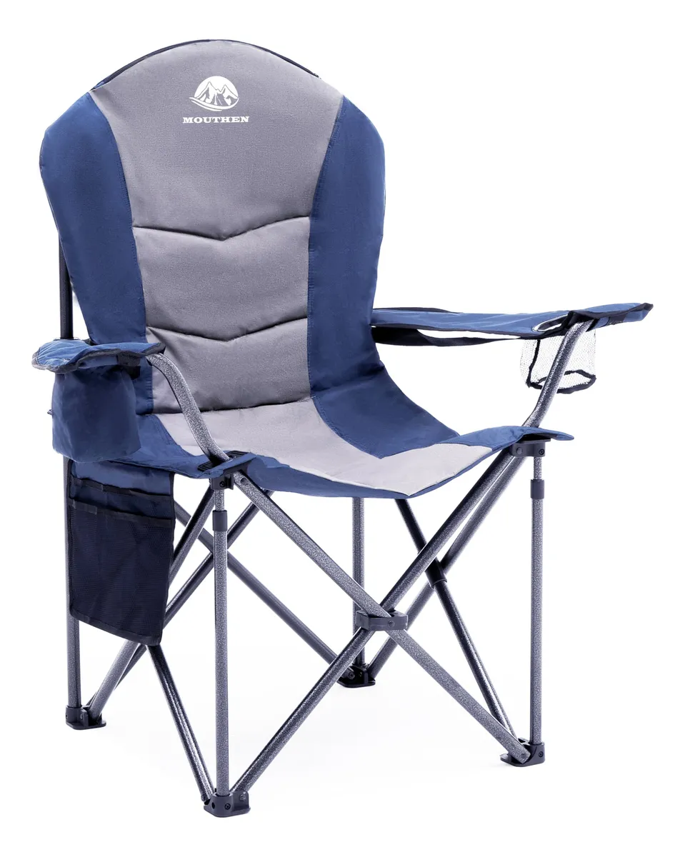 Silla de Camping Grande Acolchada Resistente con Bolsa Refrigerante | Máxima Comodidad al Aire Libre | Plegable y Portátil para Acampada y Picnic