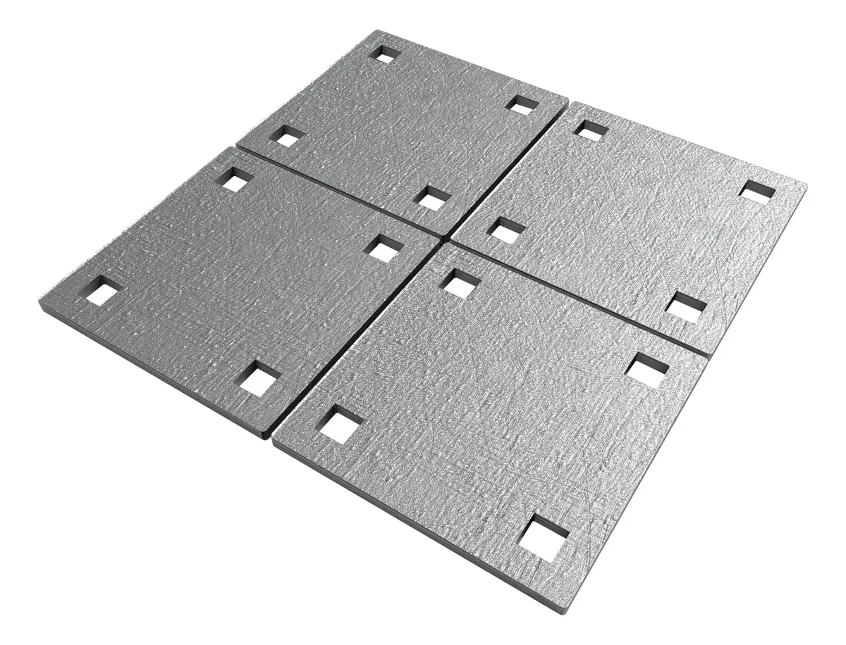 Placas de Respaldo Galvanizadas 4 Piezas 5x5 para Refuerzo Estructural | Durabilidad y Soporte Antióxido | Agujeros 12mm para Fijación Segura