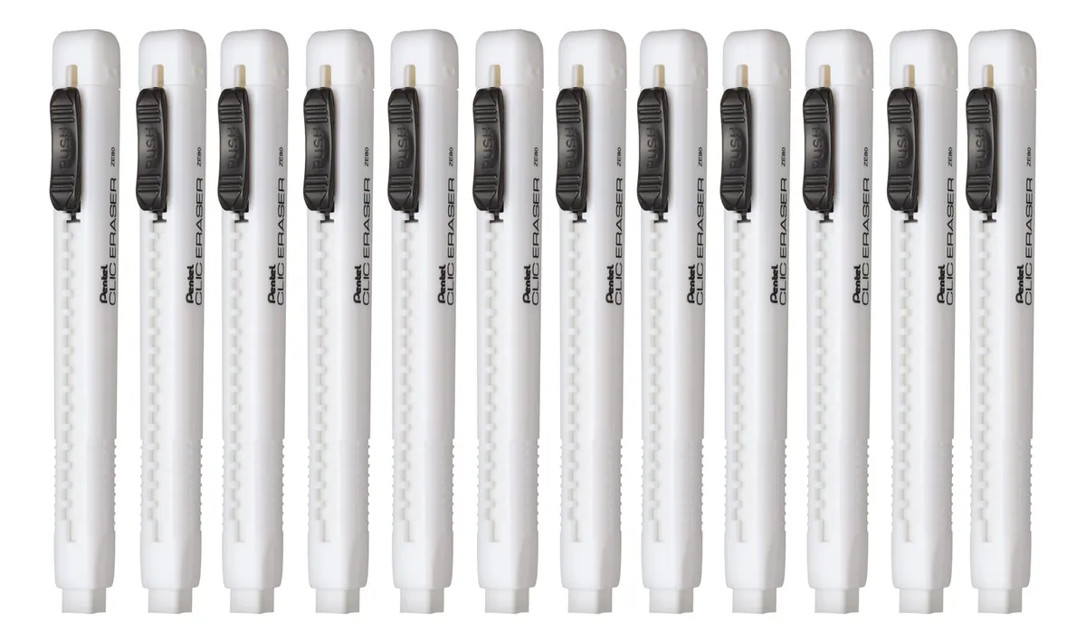 Borrador Cuadrangular Tipo Lápiz Blanco x 12 Piezas | Ideal para Escritura y Dibujo | Material Duradero | Oficina y Hogar