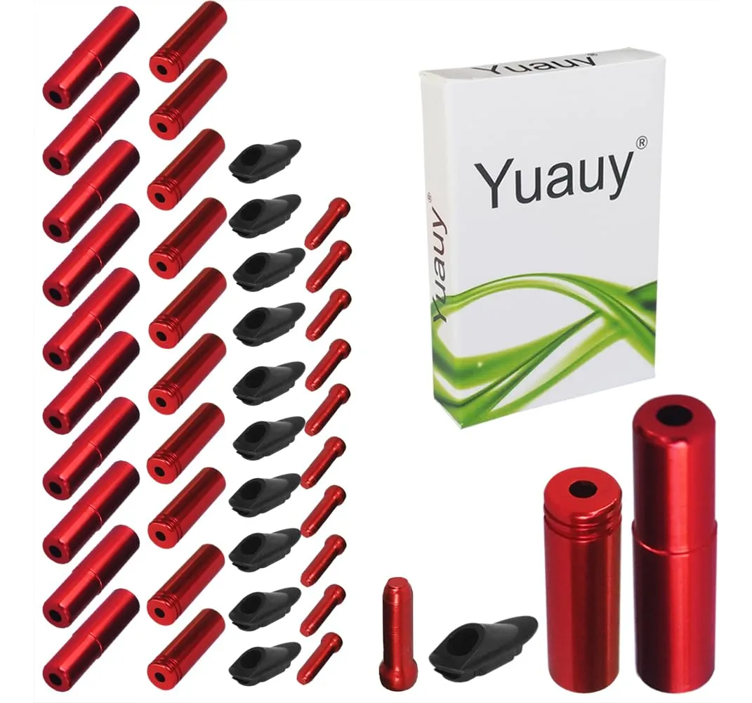 10 Puntas de Cable de Freno para Bicicleta, Color Rojo - Accesorios de Ciclismo Duraderos y Esenciales para Mantenimiento y Mejora de Tu Bicicleta