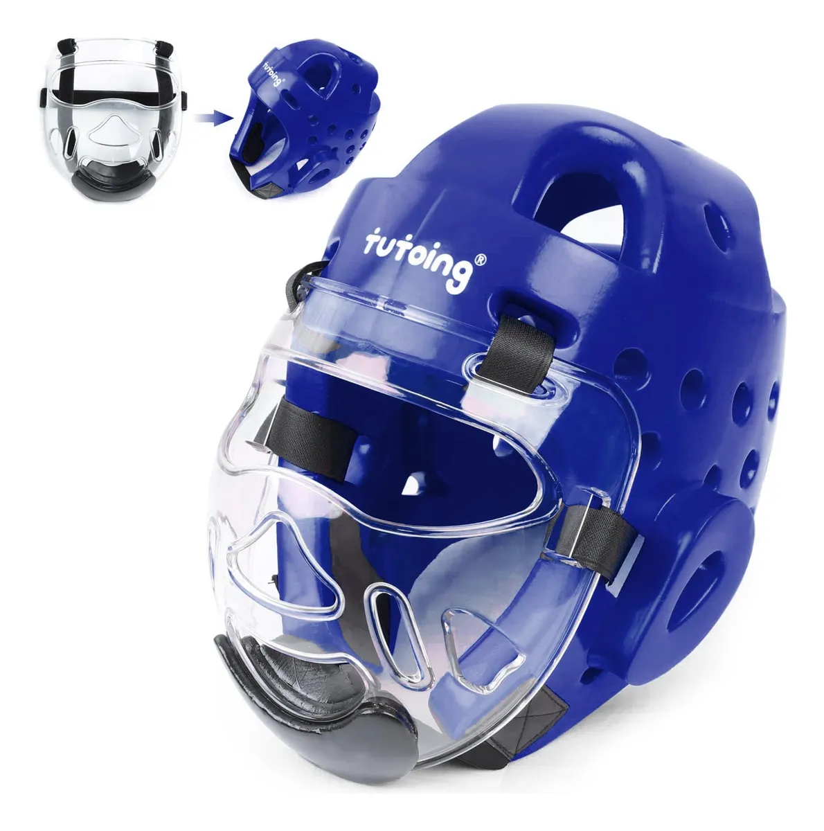 Casco de Karate Profesional para Niños y Adultos con Visera Removible de Protección Facial Completa - Entrenamiento y Competición Segura