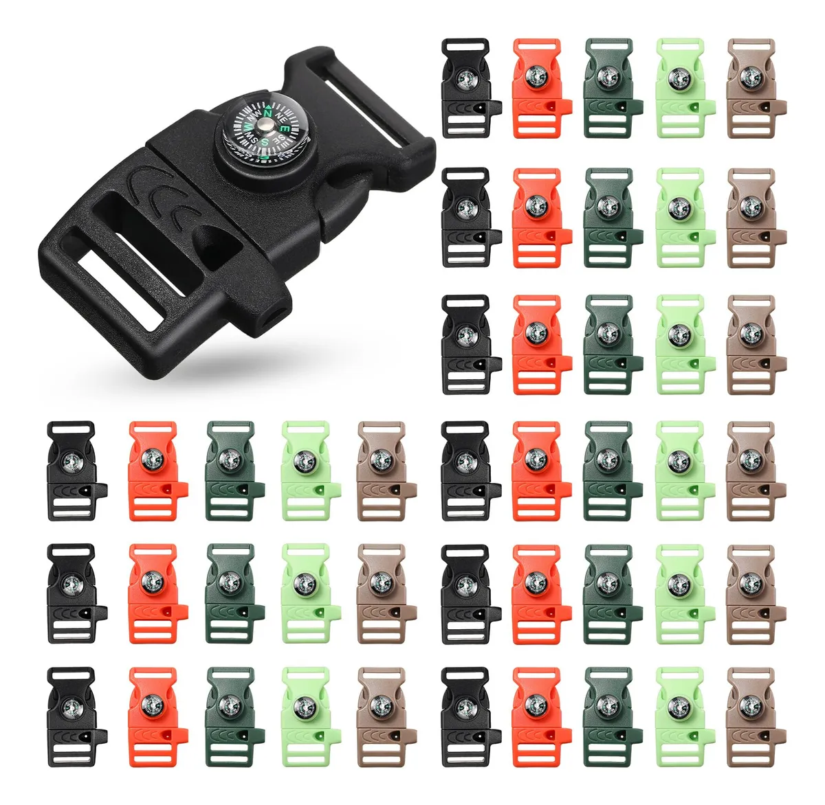 50 Clips Hebilla Plástico para Pulseras Paracord y Llaveros - Cierre Rápido Desmontable para Manualidades y Exteriores - Resistentes y Duraderos