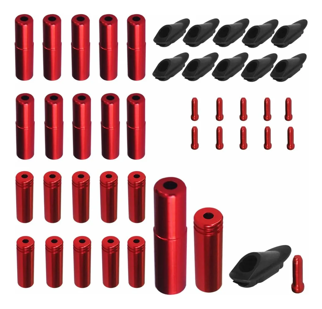 10 Puntas de Cable de Freno para Bicicleta en Rojo con Abrazaderas: Durabilidad y Estilo para tu MTB o Ruta. Kit Esencial para Mantenimiento y Mejora de Sistemas de Frenado.