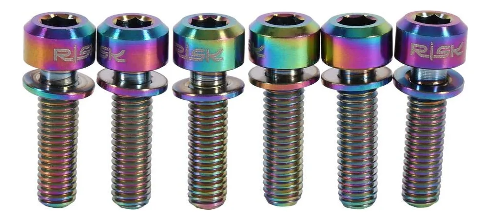 Juego de 6 Tornillos M5 x 18mm de Aleación con Arandelas para Bicicleta MTB - Durabilidad y Rendimiento para tu Bicicleta de Montaña - Accesorios Esenciales para Ciclismo