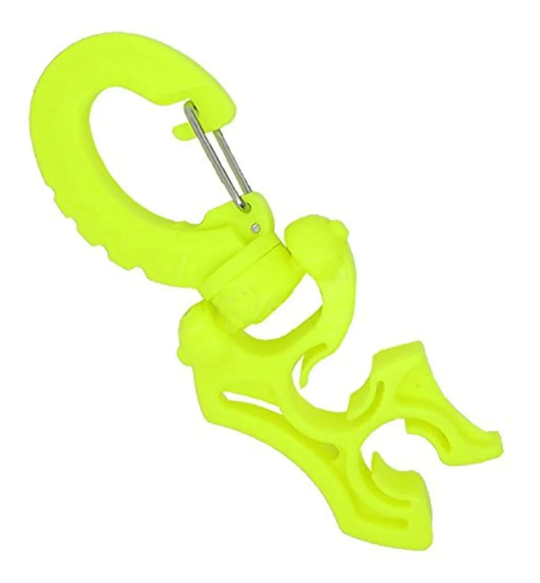 Abrazadera Doble para Latiguillos de Buceo con Clip de Seguridad Resistente - Amarillo Brillante - Accesorios Esenciales para Equipamiento de Buceo Profesional