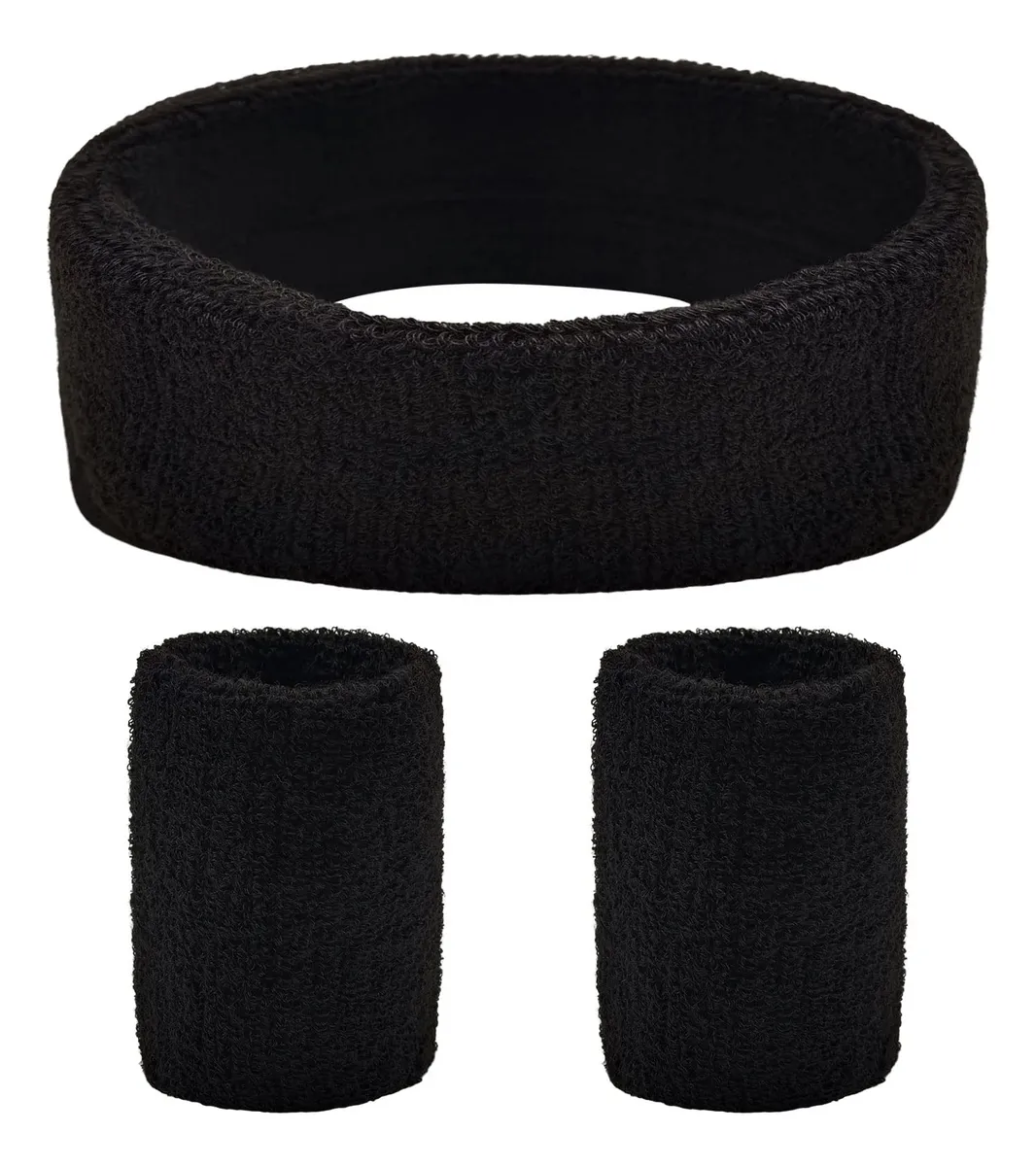 Bandas Deportivas Elásticas Absorbentes de Humedad Black - Diademas Antisuor para Entrenamiento y Deporte - Talla Única