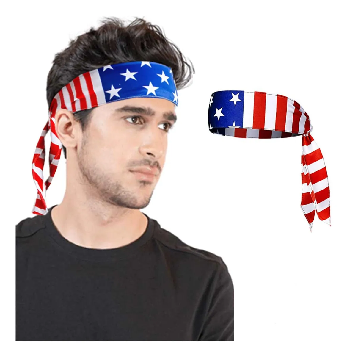 Bandana Unisex Estilo Bandera Americana para el 4 de Julio - Diseño Patriótico de Tela - Talla Única - Accesorio Temático Celebración Festiva