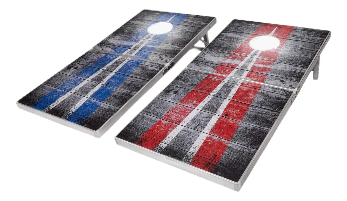 Juego de Puf Cornhole Regulable Plegable con Bandera Americana - Diversión al Aire Libre, Ideal para Fiestas y Reuniones - Modelo L