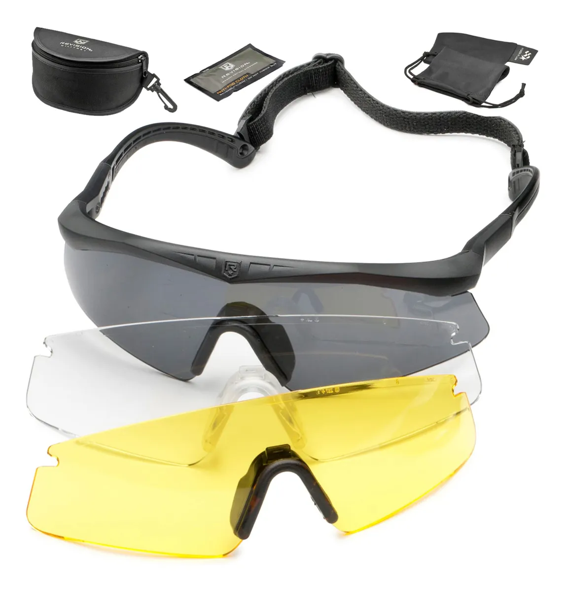 Gafas de Seguridad Sawfly Deluxe Kit Militar Negro, Protección Visual Avanzada, Antirrayaduras y Antiempañamiento, Color de Cristal Transparente