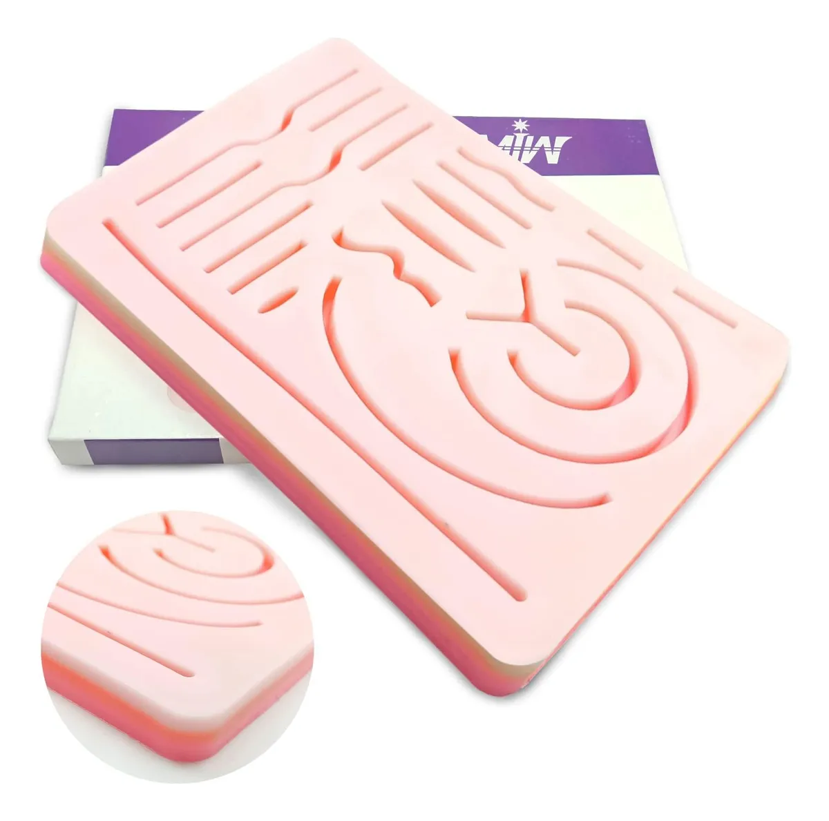 Almohadillas de Práctica de Sutura 3 Capas con 20 Heridas Simuladas para Entrenamiento Médico y Quirúrgico, Tamaño 5x7 cm, Color Piel