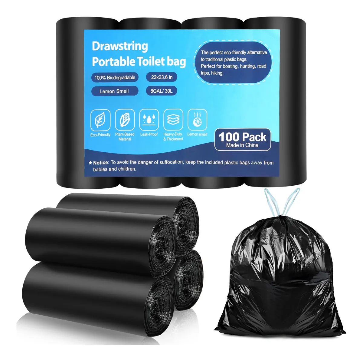 Bolsas de Inodoro Portátiles Biodegradables para Camping 30 Unidades | Solución Ecológica y Conveniente para Exteriores