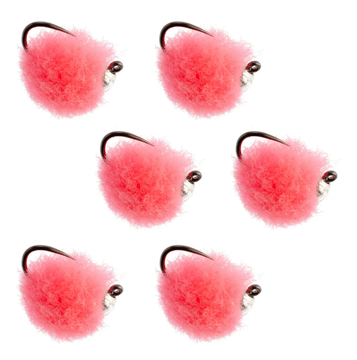 Abalorio Tungsteno Euro Jig Huevo 6 Moscas Rosa Intenso con Lunares Rojos - Sin Rebabas para Pesca Deportiva y Señuelos Artesanales