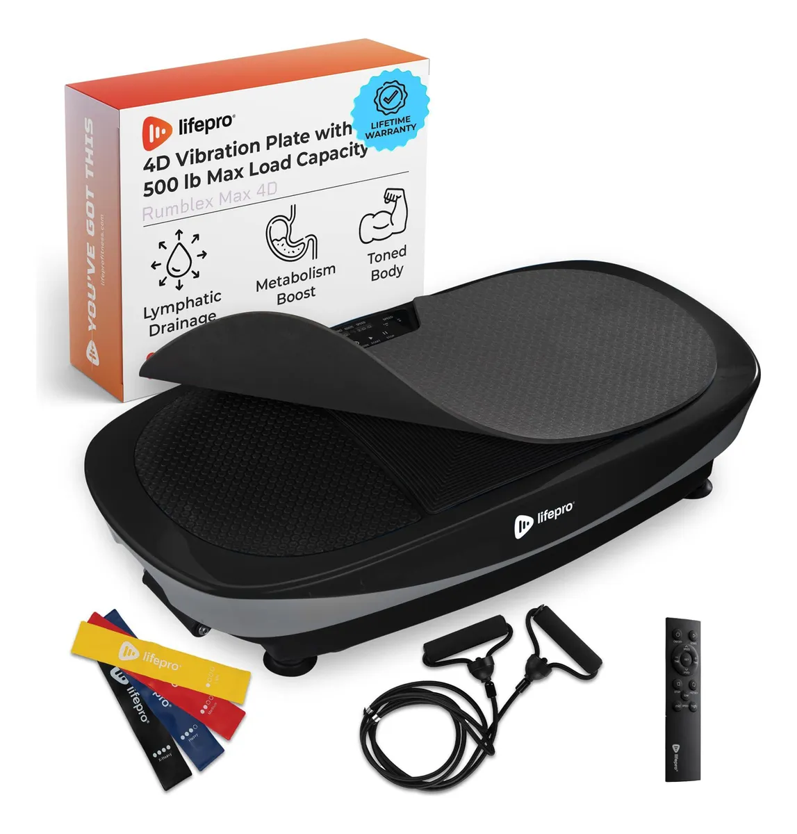Máquina de Ejercicios con Placa de Vibración Profesional y Bandas de Resistencia Integradas para Entrenamiento Completo - Tonifica Músculos y Mejora Equilibrio - Color Negro