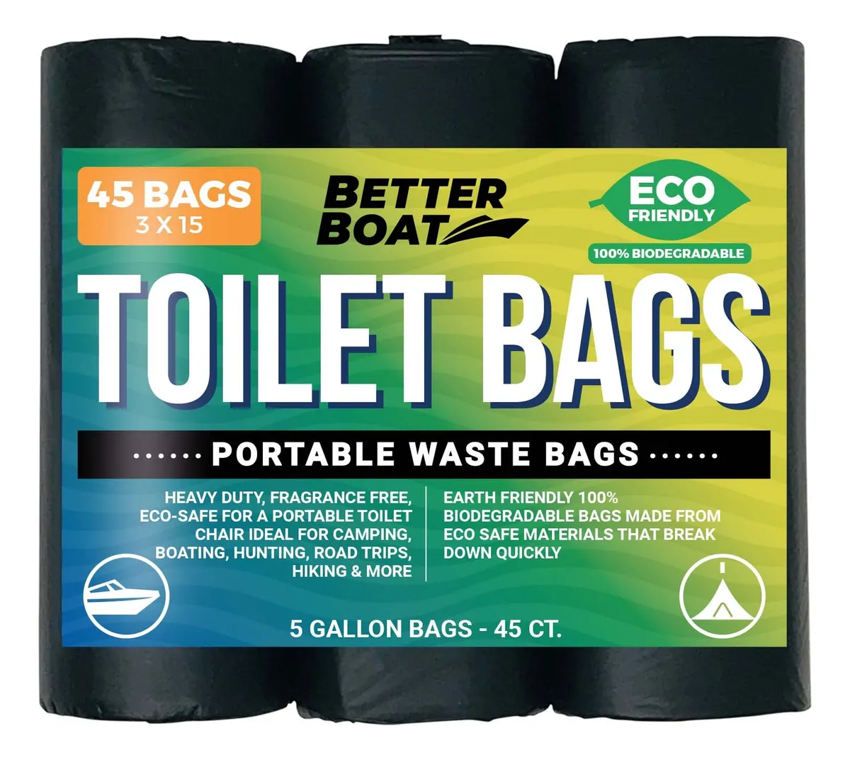 Bolsas de Inodoro Portátiles 100% Biodegradables - 45 Unidades Higiénicas y Ecológicas para Viajes y Emergencias