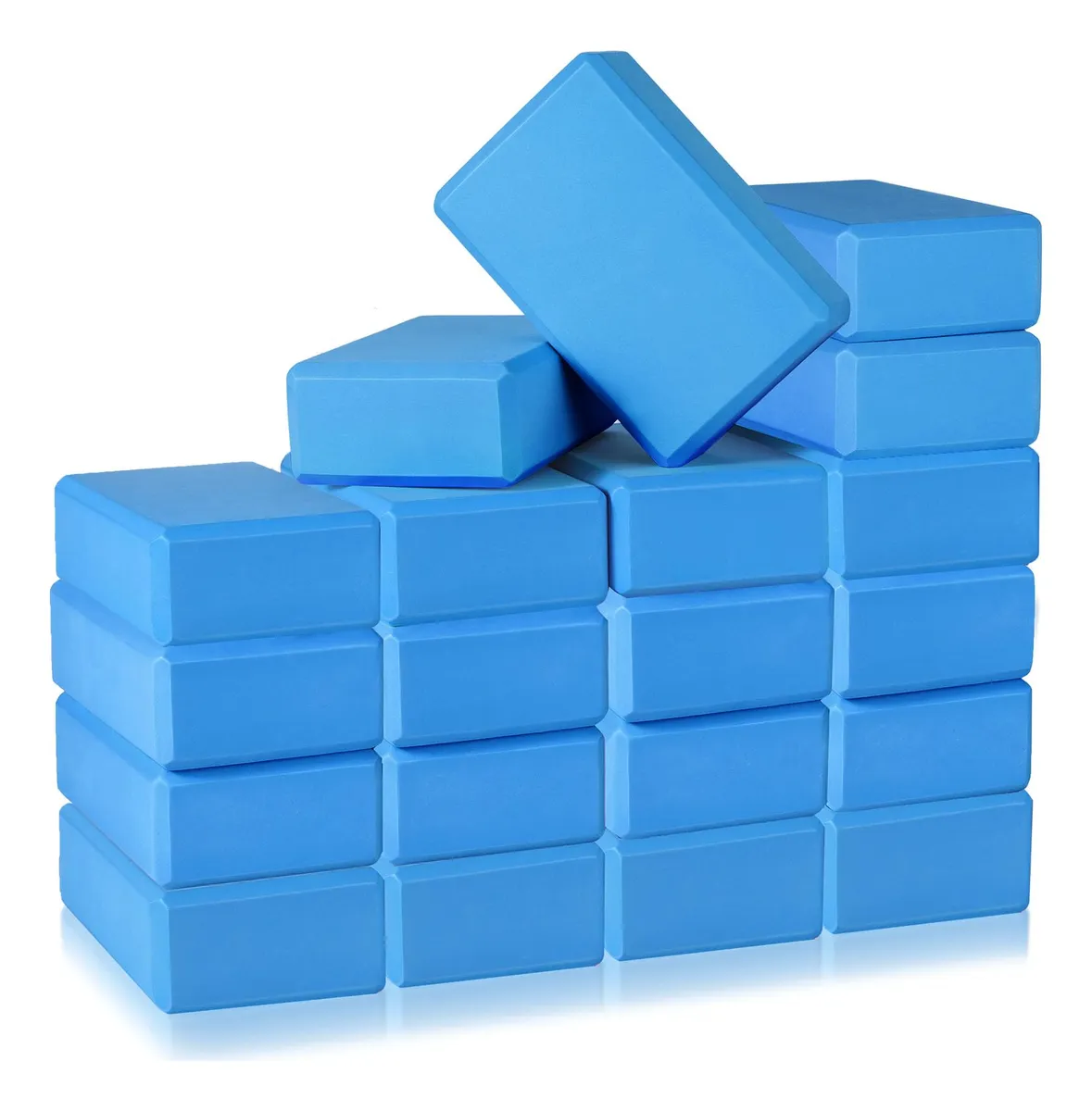 20 Bloques de Yoga en Espuma EVA Antideslizantes para Pilates y Ejercicios | Yoga Blocks Resistentes y Duraderos para Clases y Hogar | Color Azul Oscuro