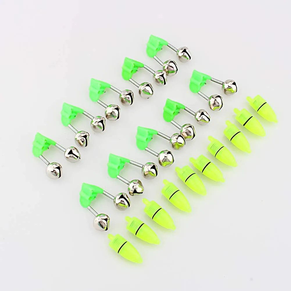 10 Luces LED Portátiles para Alarma de Pesca con Doble Campana y Luz Verde - Equipo Esencial para Pescadores