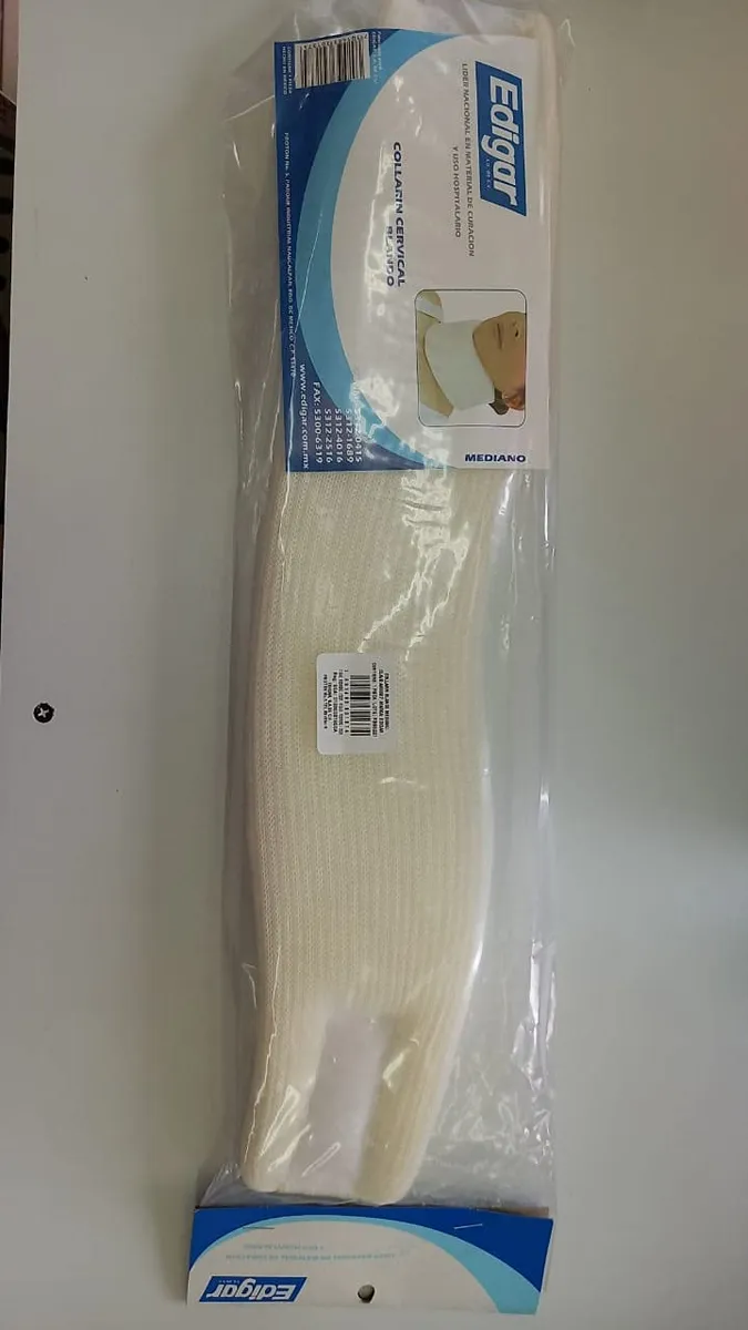 Collarín Cervical Blando Blanco Mediano para Alivio del Dolor y Soporte, Transpirable y Cómodo, 1 Unidad