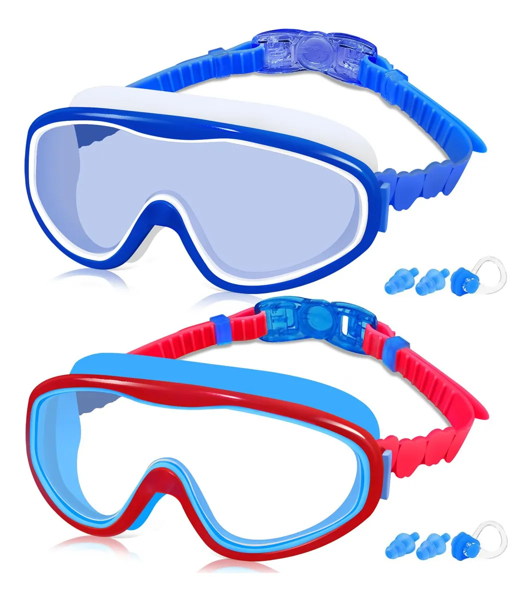 Gafas de Natación para Niños (3-15 Años) - Pack 2 Unidades Anti-empañamiento, Visión Clara y Cómodo Ajuste para Piscina y Mar