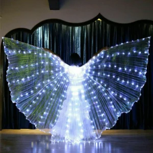 Alas LED de Ángel Blancas para Danza del Vientre y Halloween | Elegantes y Luminosas para Disfraces y Eventos Especiales