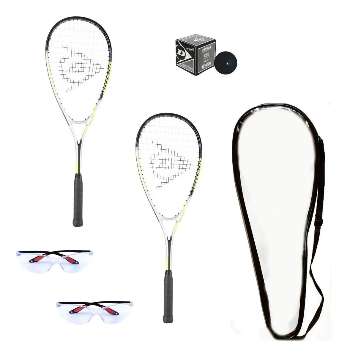 Raqueta de Squash Dunlop Hyper Lite Ti Set Completo Blanco - Ligera y Potente para Jugadores de Todos los Niveles | Incluye Todo lo Necesario para Empezar a Jugar