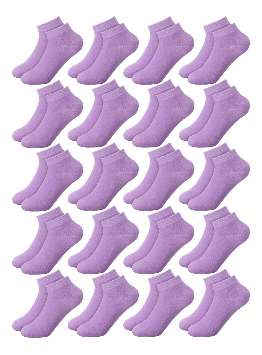 20 Pares Calcetines Tobillo Mujer Transpirables Diseño Tela Color Pas Talla Única Cómodos para Deporte y Uso Diario | Pack Ahorro